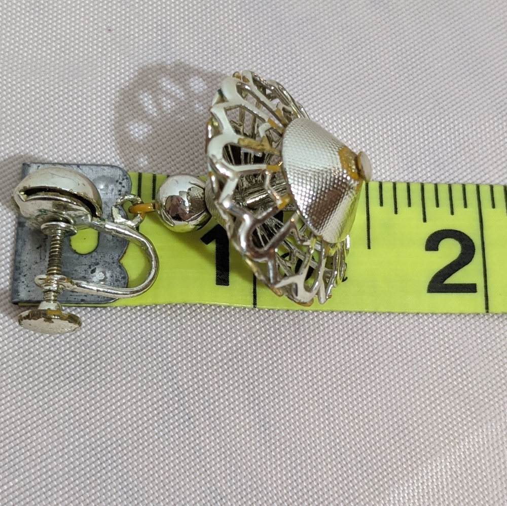 Vintage Mid Century Unique Gold Dangle Earrings - Picture 2 of 2